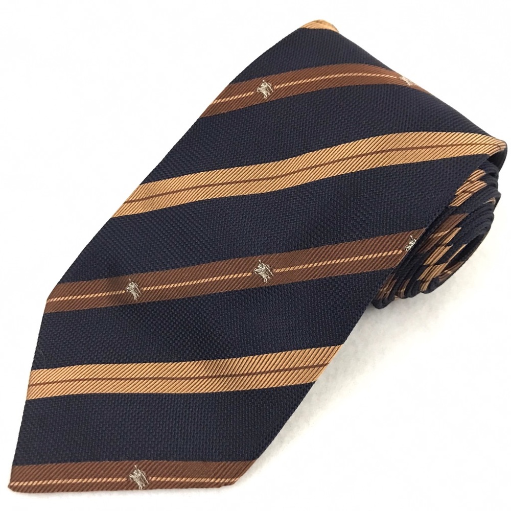 BURBERRY blue equestrian tie 100% silk Italy